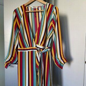 colourful striped wrap dress